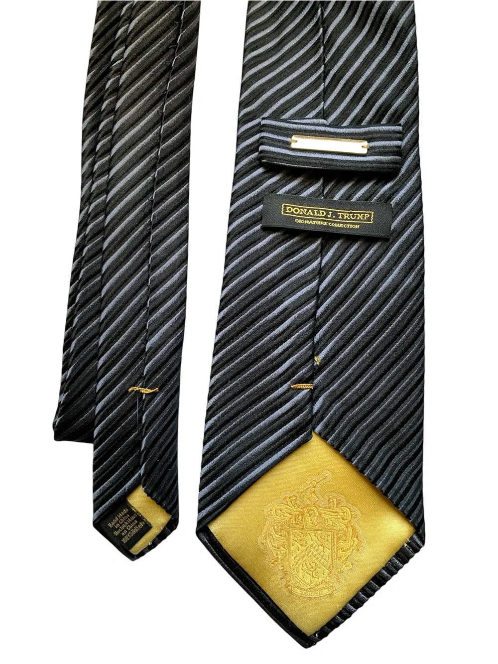 Donald Trump Signature Neck Tie Black Blue Stripe